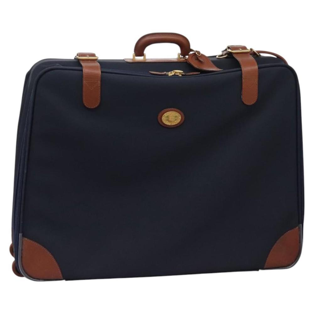 Burberrys Travel Case Boston Bag PVC Navy Brown Auth ti2922 - Picture 1 of 16
